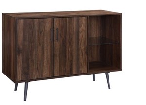 lot 601 image: Walker Edison 44 inch Assymetrical Dark Walnut Buffet TV Stand BU44MCADW