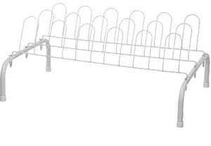 lot 655 image: ClosetMaid 1039 Heavy Duty Lightweight 9 Pair Freestanding Wire Shoe Rack Organizer for Closet, White - Set of 2