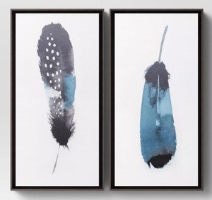 lot 676 image: (Set of 2) 12 x 24 Feather Stack Framed Canvas - Threshold
