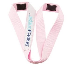 lot 692 image: Grocery Gripps Carrier  The Ultimate Hands-Free Grocery Bag Carrier Strap  Pink - 2 Pack