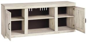 lot 9 image: Signature Design by Ashley, Bellaby Large TV Stand with Fireplace Option Whitewash- EW0331-168 - BRAND NEW - NO RESERVE