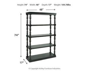 lot 10 image: Signature Design by Ashley, Dannerville Bookcase in Antique Black, A4000281- BRAND NEW - NO RESERVE