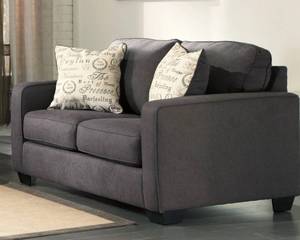 lot 12 image: Signature Design by Ashley Alenya Microfiber Loveseat in Charcoal, 1660135 - BRAND NEW, NO RESERVES