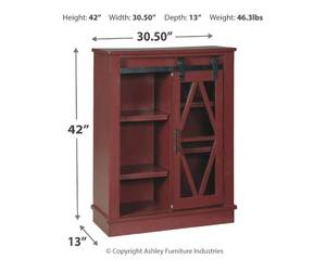 lot 17 image: Signature Design by Ashley - Bronfield Accent Cabinet - Red, A4000134 - BRAND NEW, NO RESERVE