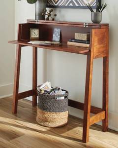 lot 23 image: Signature Design by Ashley Furniture Trumore Console Sofa Table in Medium Brown, A4000239 - BRAND NEW, NO RESERVE