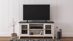 lot 28 image: Signature By Design Ashley Furniture Dorrinson Two-tone 60 TV Stand, W287-68 - BRAND NEW NO RESERVE