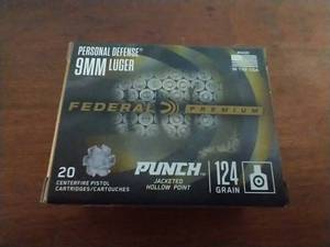 20 Rounds 9mm Hollow Point Defense Ammunition