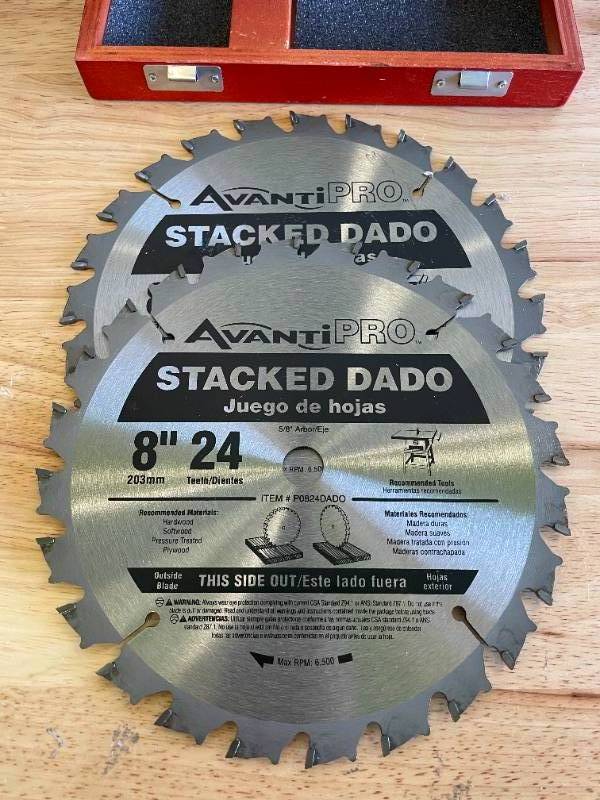 lot 6 image: AvantiPro 8 Stacked Dado Carbide Tipped Blades & Chippers Lot.