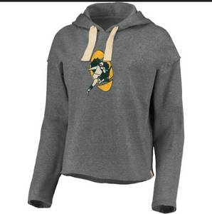 lot 56 image: Green Bay Packers Throwback Womens Cropped Hooded Sweatshirt Size L