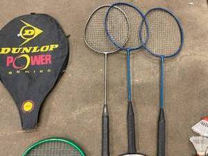 lot 84 image: Badminton and Tennis Rackets and Net
