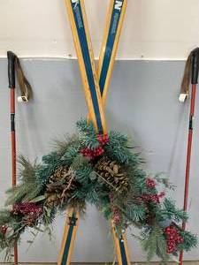 lot 77 image: Vintage Cross Country Skis Custom Decor  