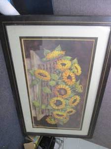lot 317 image: Sunflower Framed Matted Art  39.5x ...