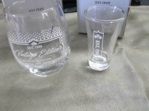 lot 37 image: 3- 2pk Wine GlassShot Glass Est. 1...