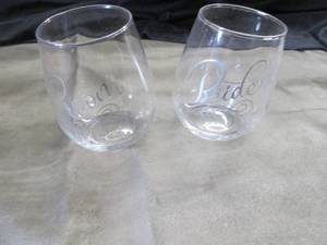lot 58 image: Bride & Groom Stemless Wine Glasses...