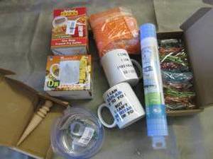 lot 106 image: Box of Assorted Items Mugs, Clips,...