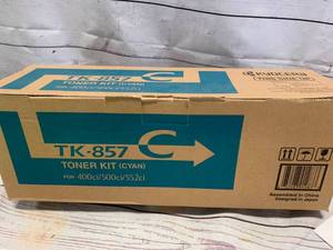 lot 84 image: New Kycocera TK-857C Cyan Toner Kit (Sold $43 on Ebay)