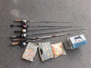 lot 52 image: Lot Of Fishing Poles & Tackle-Zebco, Shakespeare, Berkley