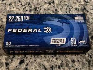 20 Rounds 22-250 Ammo Ammunition 50gr