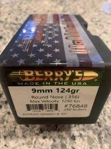 250 Rounds 9mm 124gr Bullets