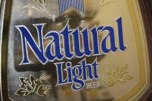 lot 48 image: Vintage Anheuser Busch Natural Light Beer Mirrored Sign