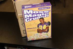 lot 58 image: Randy Moss Moss Magic Crunch Cereal Lot  5 Boxes