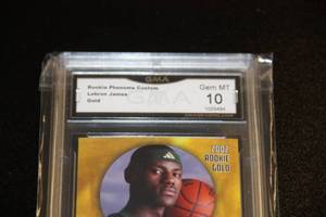 lot 74 image: 2002 Rookie Phenoms Custom Gold Lebron James GMA 10 See description