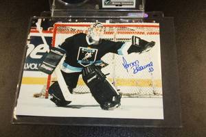 lot 85 image: Manon Rheaume 8x10 Photo Autograph w CardPuck Display