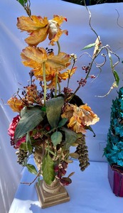 lot 34 image: 3 Bright Faux Floral Arrangements