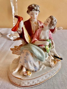 lot 119 image: Crystal Candle Holders and a Figurine