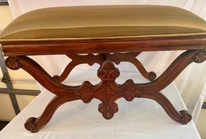 lot 146 image: Beautiful Ottoman w Wood Ornate Base
