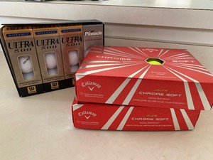 lot 150A image: Two Boxes of Callaway Chrome Soft Balls and Wilson Ultra 500