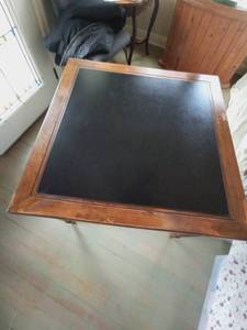 lot 236 image: Early 1960s Vintage Wood and Leather Expanding Table