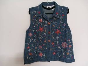 lot 244 image: Vintage Denim Embroidered Vest
