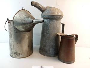 lot 274 image: Vintage Aluminum Oil Pitchers