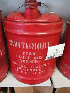 lot 281 image: Vintage Worthmore 5 Gallon Oil Can