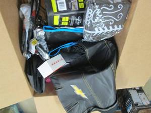 box of car seat covers and microfib...