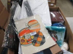 box of broom holders , laundry tote...