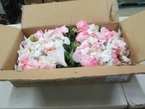 box of fake flowers lilly rose ...