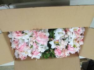 box of fake flowers lilly rose ...