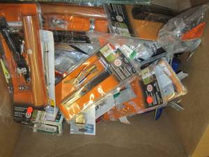 box of door handles and corner floa...