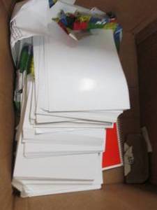 lot of paper , soap dispenser, blue...