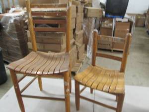2 wooden childrens chairs have  pai...