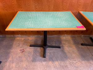 lot 18 image: Restaurant Pedestal Table- Teal Top