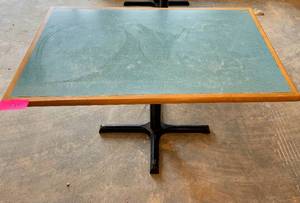 lot 25 image: Restaurant Rectangle Pedestal Table- Blueteal