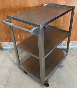 lot 52 image: Stainless Steel 3 Shelf Serving Cart
