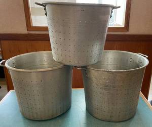 lot 57 image: Lot of 3 Large Commercial Pot Strainers