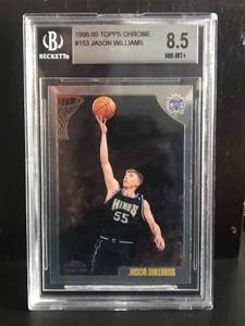 lot 12 image: Jason Williams #153 RC 1999 Topps Chrome Beckett Graded 8.5