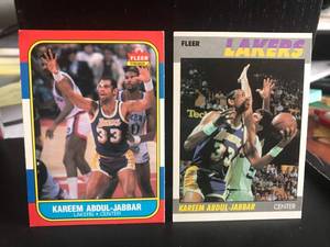 lot 14 image: Kareem Abdul-Jabbar 1986 & 1987 Fleer #1 Cards