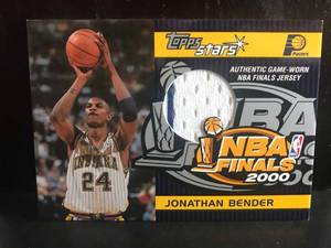 lot 15 image: Jonathan Bender Game-Worn NBA Finals Jersey Card TSR22 2000 Topps Stars