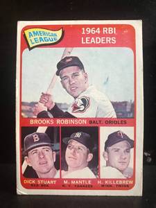 lot 26 image: Mantle, Killebrew 1964 RBI Leaders Card